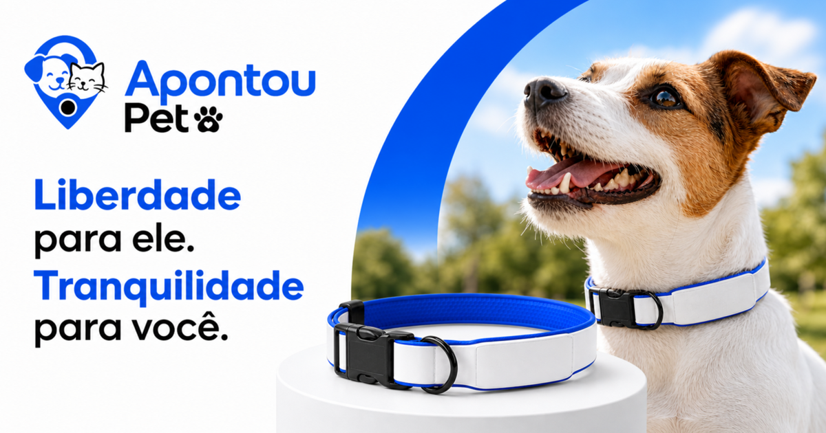 Coleira inteligente e identidade da marca Apontou Pet
